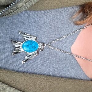 Signed Caroline Pollack Thunderbird Pendant Necklace